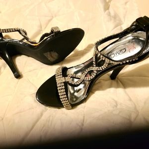 DbDk black rhinestone ankle strapped heels